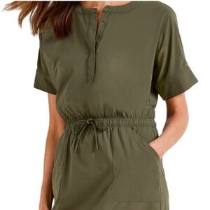 Talbots Green Midi Dress Short Sleeve Crew Neck